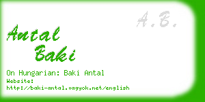 antal baki business card